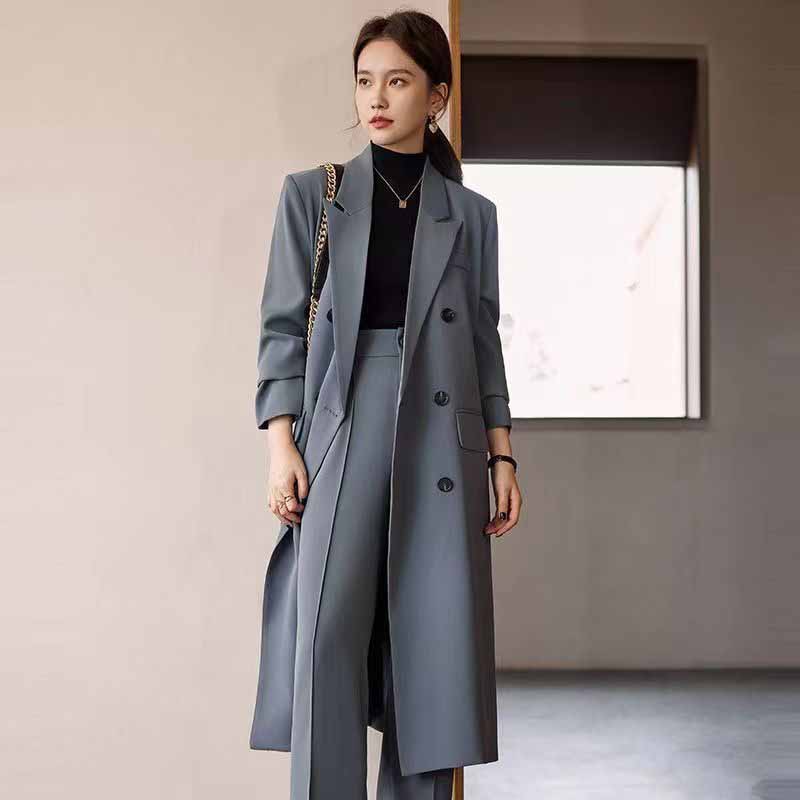 Trench Coat Formal - FANAN-gabardina larga elegante para mujer, chaqueta