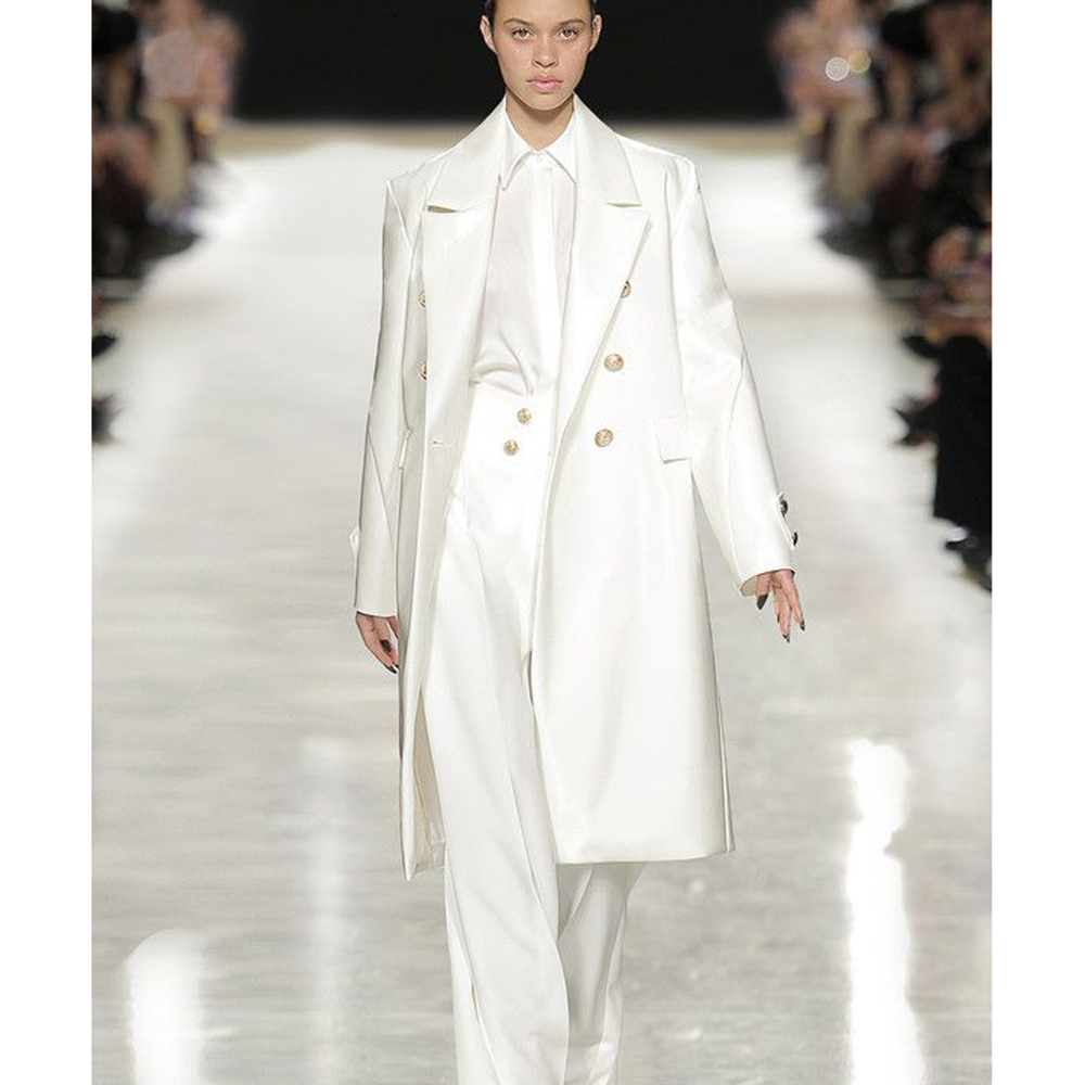 Trench Coat Formal - Gabardina lujosa de satén blanco con