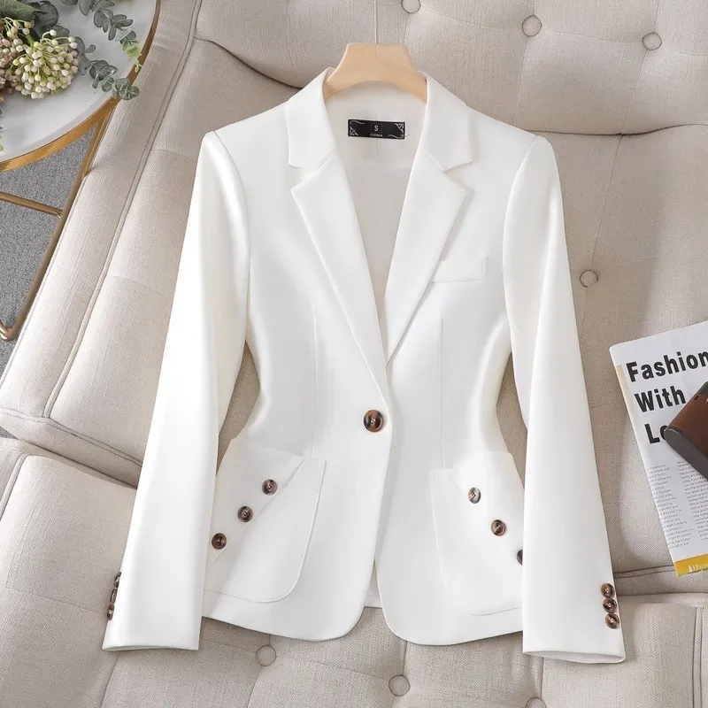 Women Formal Wear Black And White - Primavera otoño mujer Blazer azul negro