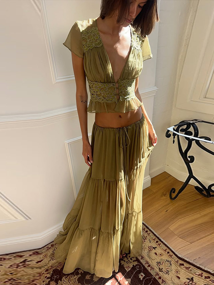 Women Formal Wear For Summer - Elegante Conjunto de Falda y Camisa
