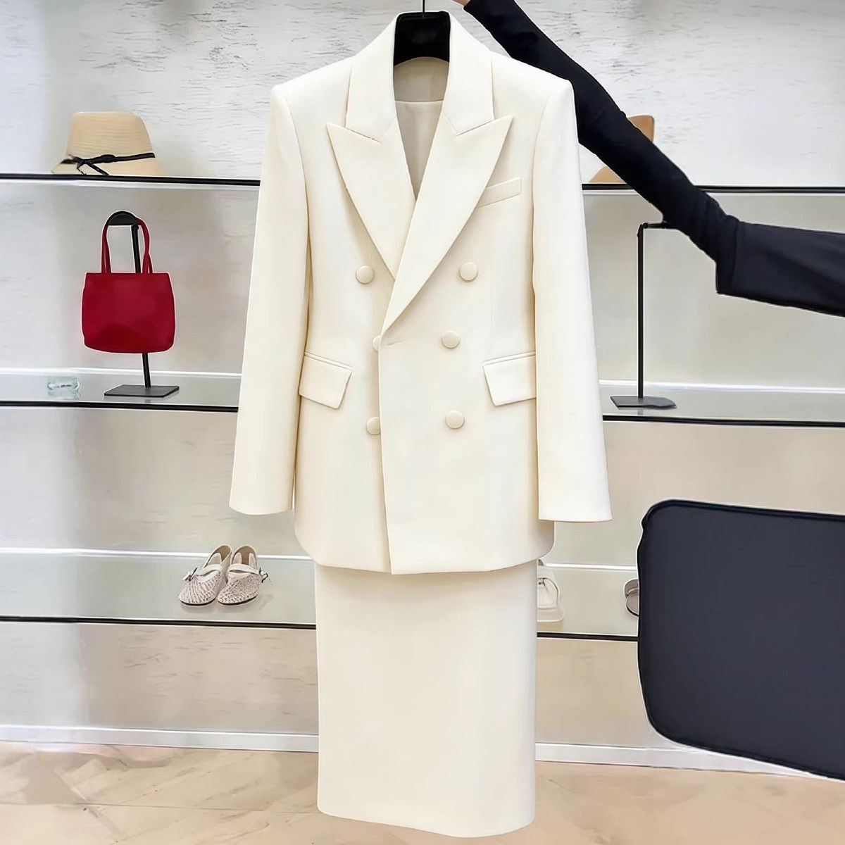 Formal Women'S Wear - Conjunto de Traje Blazer Blanco para