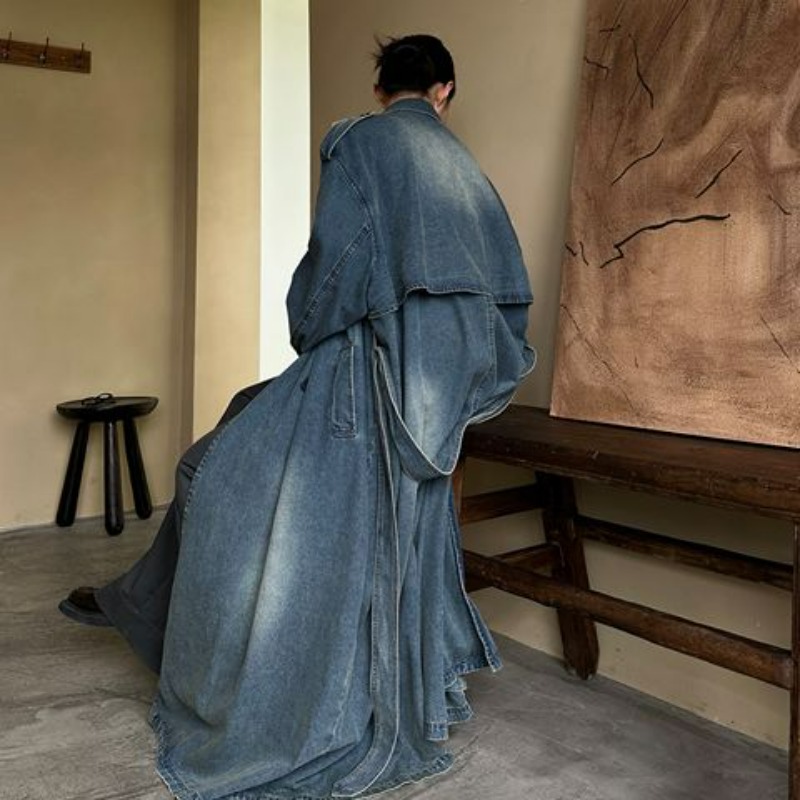 Gabardina de mezclilla lavada  - Trench Coat Formal reseña y precio
