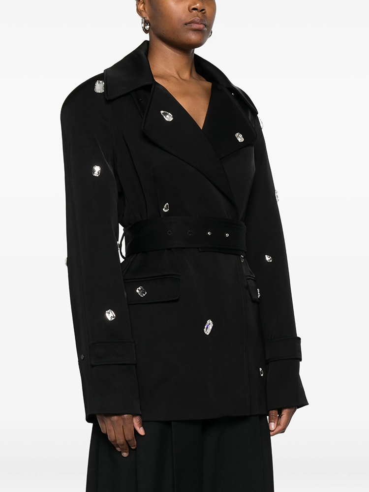 Gabardina Cruzada Negra con Bo - Trench Coat Formal reseña y precio