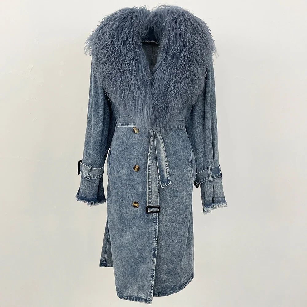 Chaqueta con cuello de piel mo - Trench Coat Formal reseña y precio
