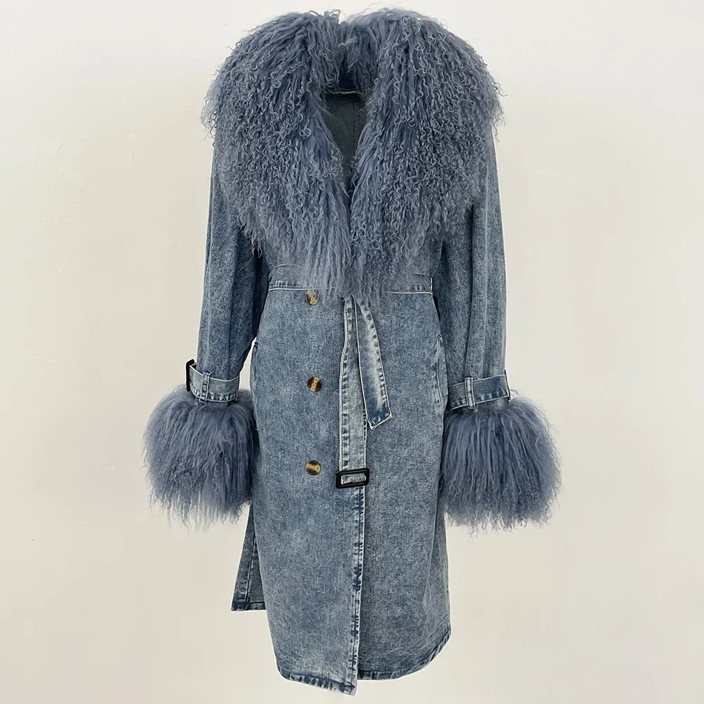 Chaqueta con cuello de piel mo - Trench Coat Formal reseña y precio