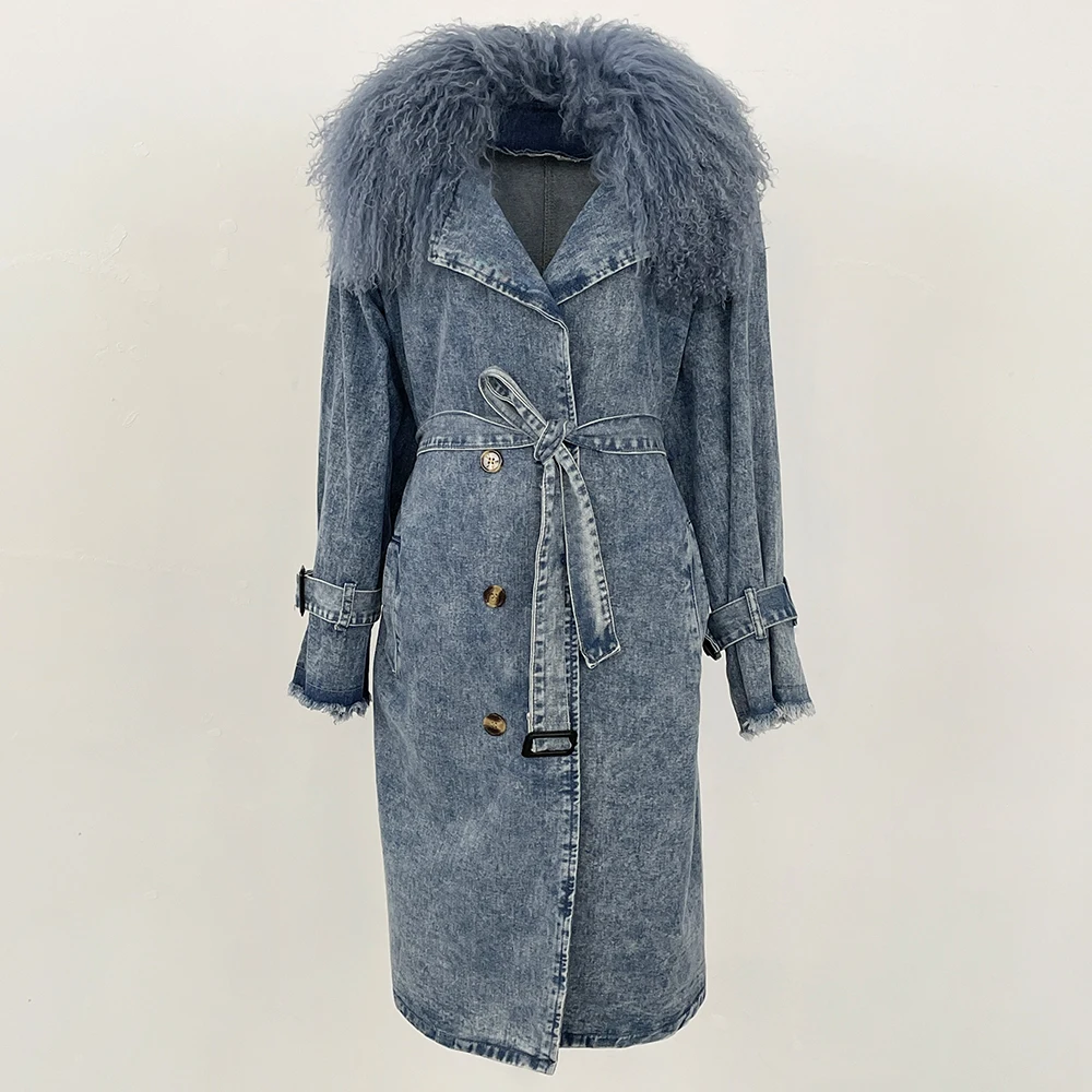 Chaqueta con cuello de piel mo - Trench Coat Formal reseña y precio