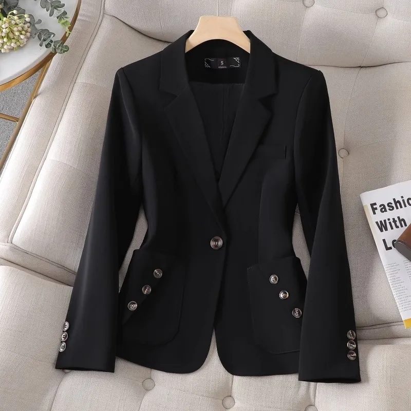 Primavera otoño mujer Blazer a - Women Formal Wear Black And White reseña y precio