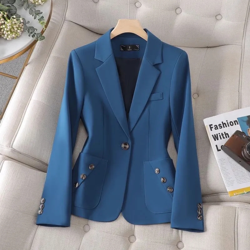 Primavera otoño mujer Blazer a - Women Formal Wear Black And White reseña y precio